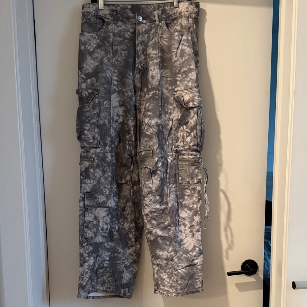 H&M Gray Tie-Dye Wide Leg Pants size 8